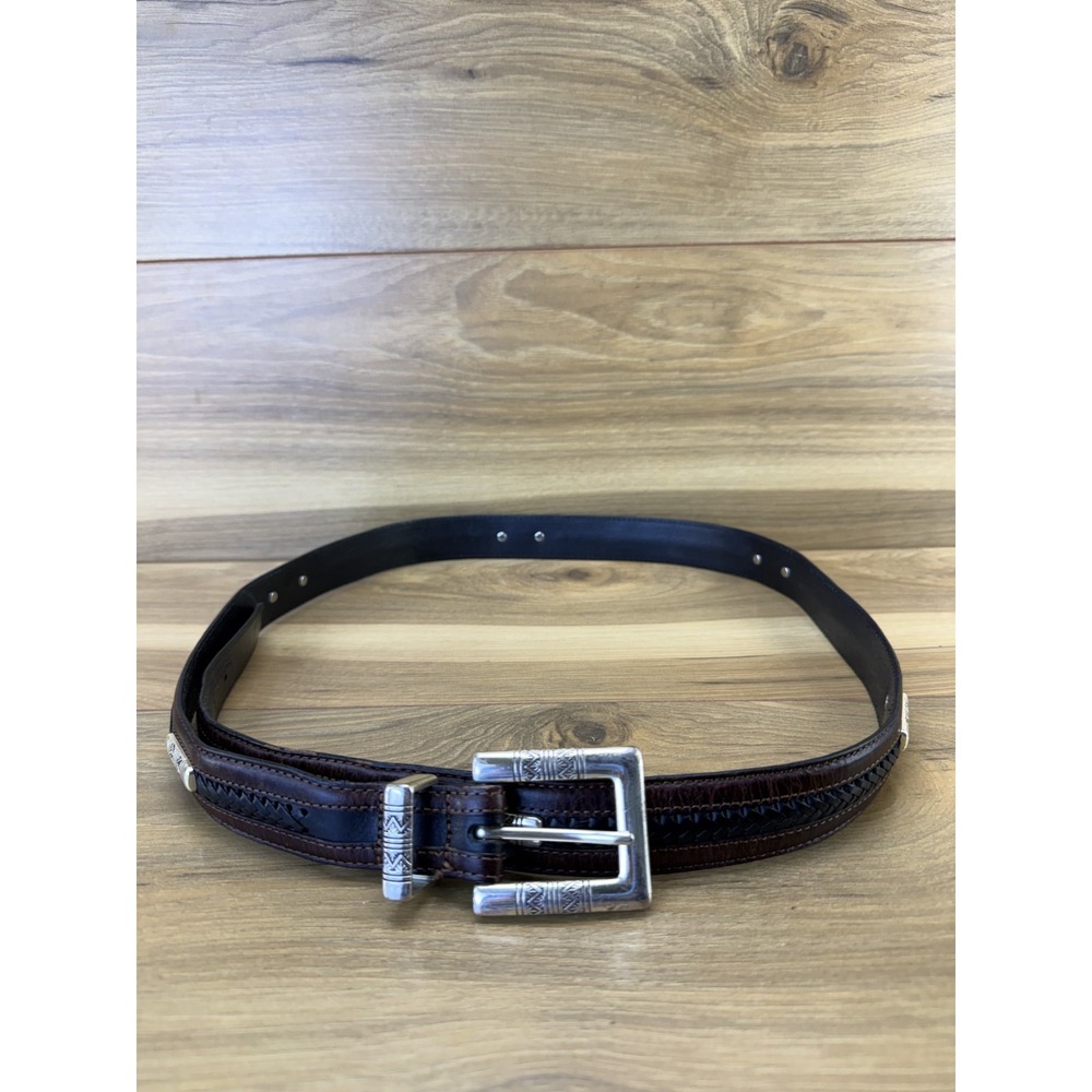 ONYX BY BRIGHTON Mens Belt Size 46 Black Brown Leather Business Casual